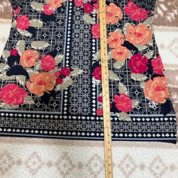 JM Collection Women's Blouse Floral Top Size 2XL Rhinestones Peasant Long Sleeve - Picture 7 of 11